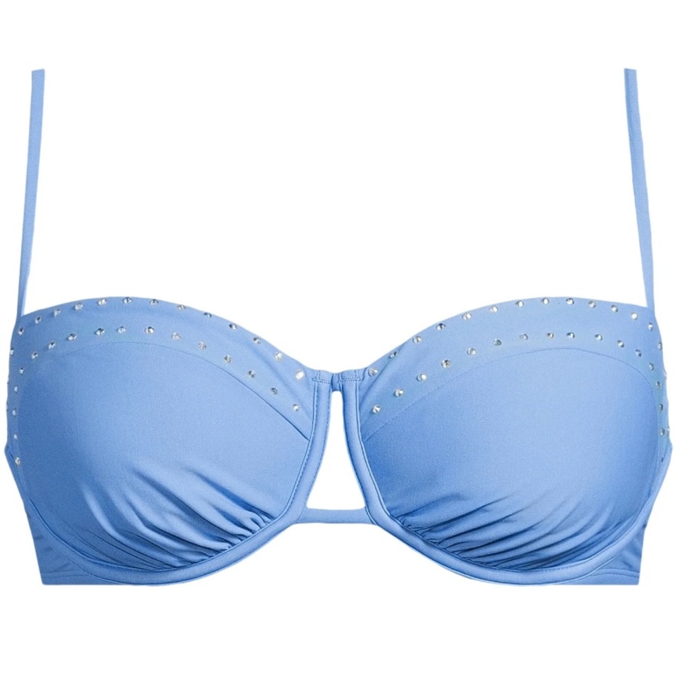 No Boundaries Juniors' Rhinestone Stylish Blue Bikini Swim Top Small Size